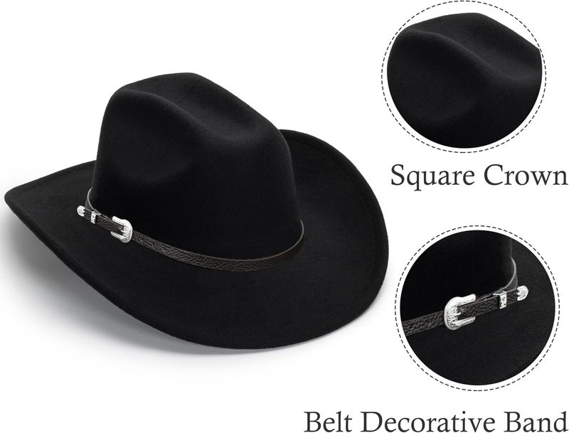 Eohak Womens Western Cowboy Hats Studded Pinched Western Cowgirl Hats Wide Brim Fedoras Hat with Belt Buckle (Size:Medium) - Image 5